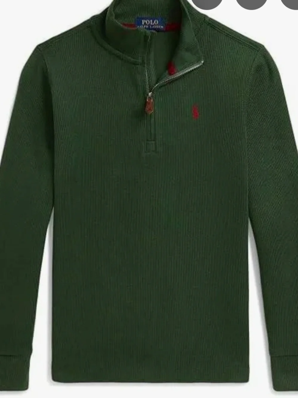Polo Ralph Lauren Boys Estate Rib Quarter Zip Pullover Sweater Green Siz M 10-12
